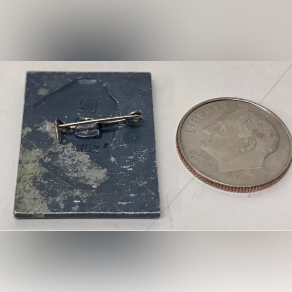 Vintage Soviet Russian Matte Rectangular Metal Pi… - image 4